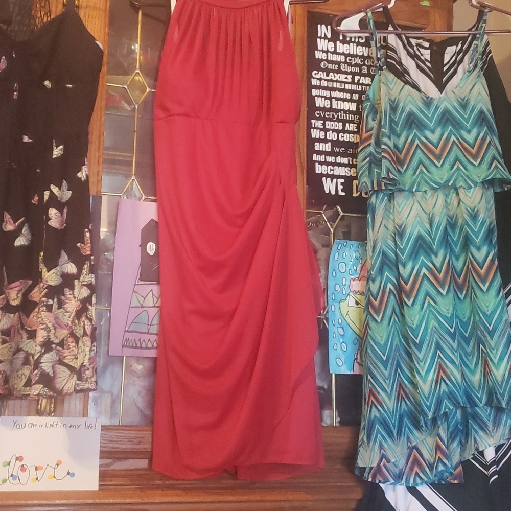 David's Bridal red bridesmaid dress